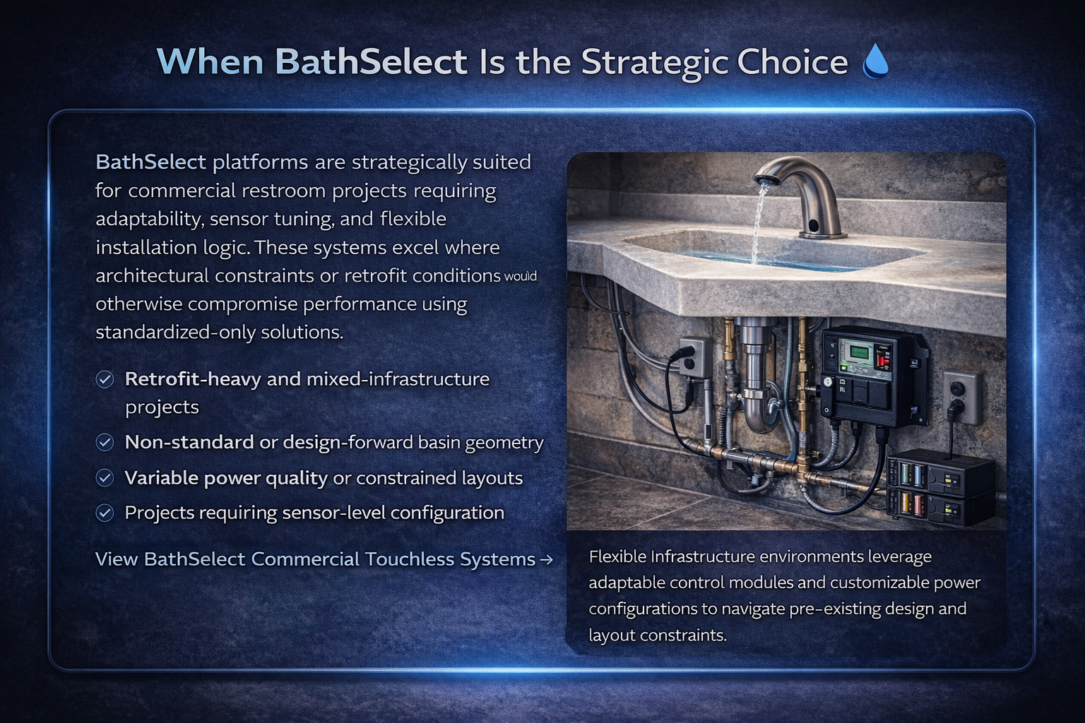 Adaptive commercial restroom retrofit context